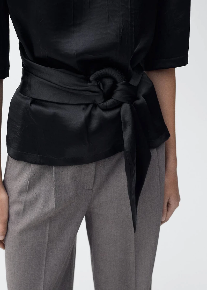 Satin blouse with belt