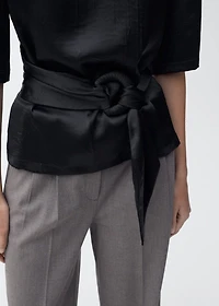 Satin blouse with belt