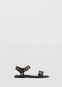 Strap sandals with buckles and eyelet details