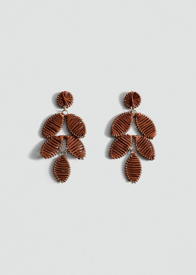 Long floral-design earrings