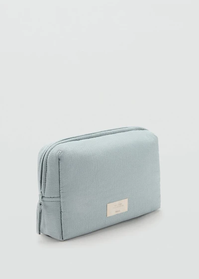 Textured cotton cosmetic bag