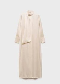 Cape-style silk dress with bow neck