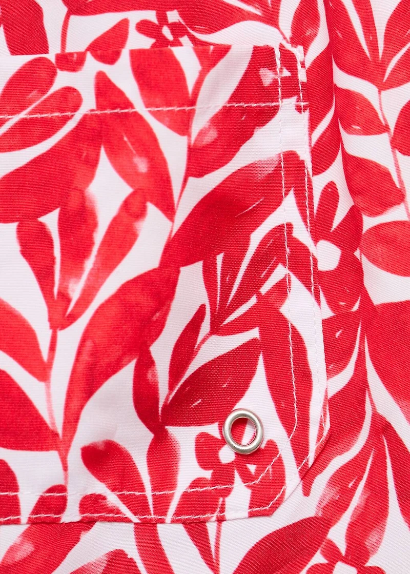 Printed swimsuit with drawstring