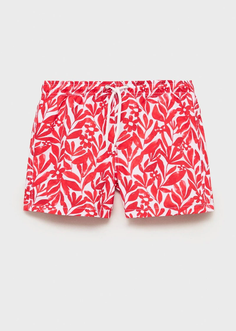 Printed swimsuit with drawstring