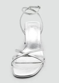Crossed strap heeled sandal