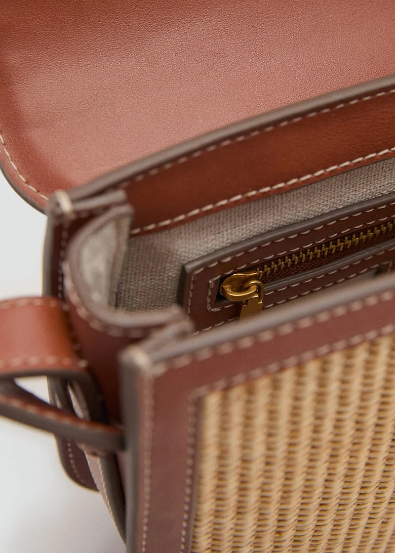 Raffia-effect shoulder bag