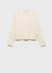 Knit cardigan with lace design