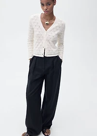 Knit cardigan with lace design