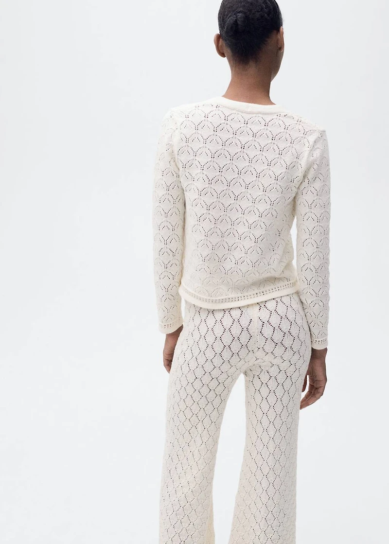 Knit cardigan with lace design