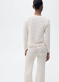 Knit cardigan with lace design
