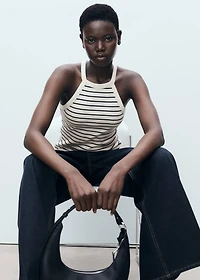 Striped halter-neck top