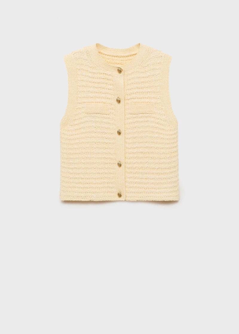 Knitted cardigan with jewel button