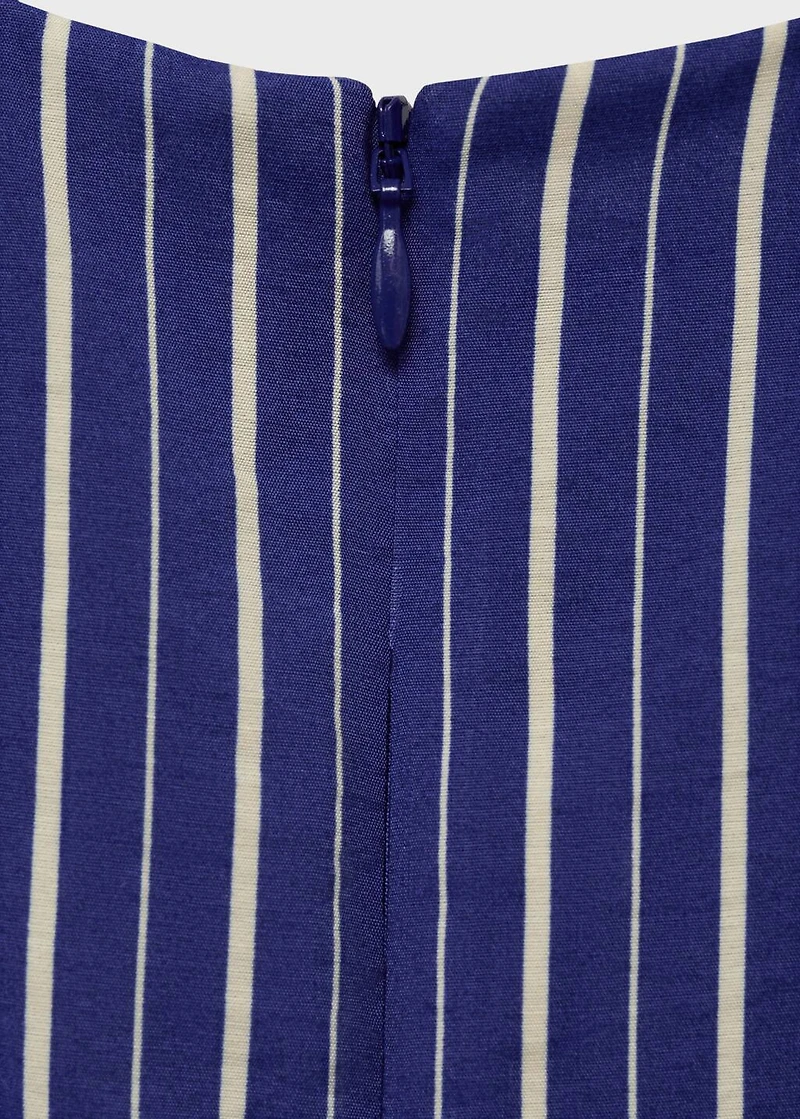 Striped jumpsuit with belt