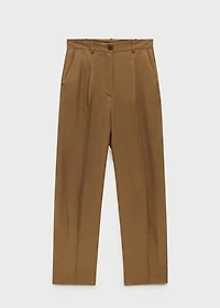 Linen-blend pleated pants