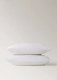 Two percale cotton fine-stripe pillowcases 60x60 cm