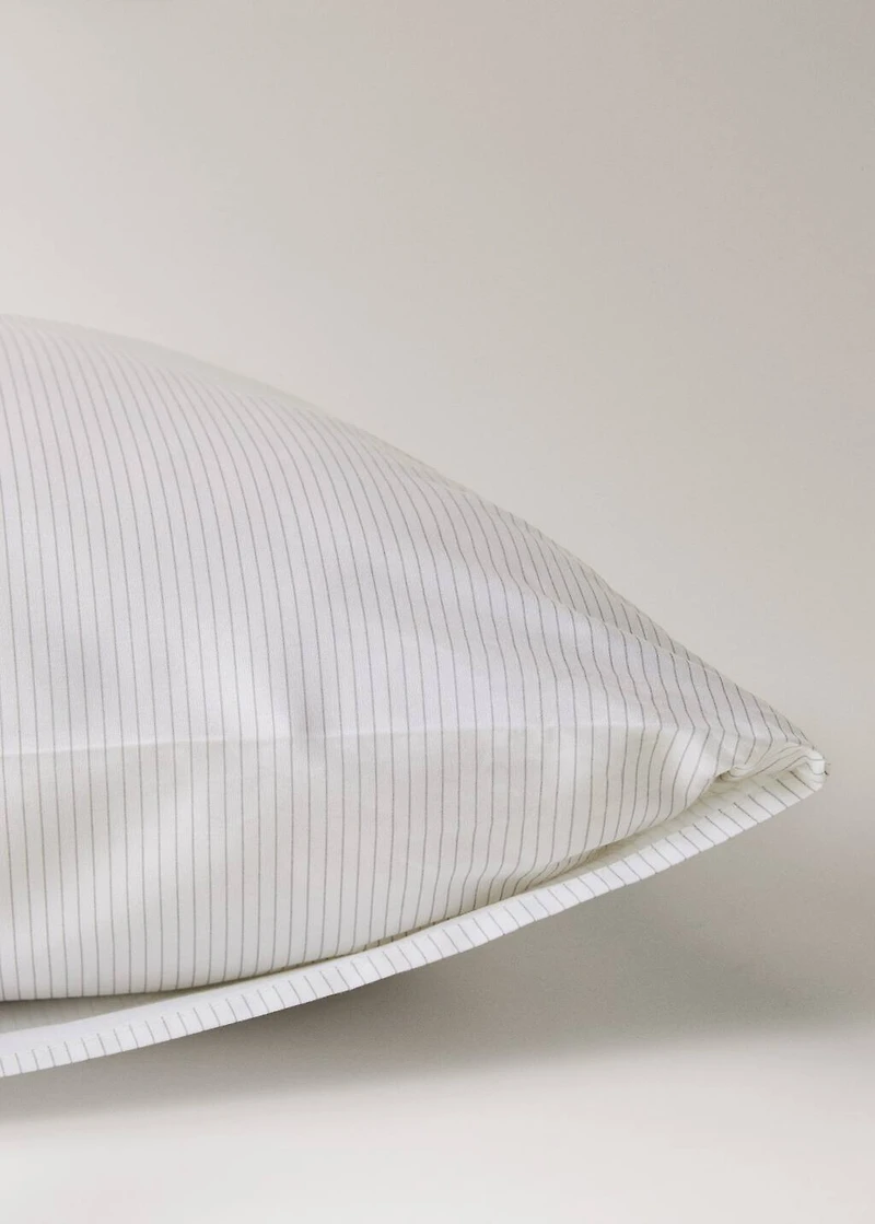 Two percale cotton fine-stripe pillowcases 60x60 cm
