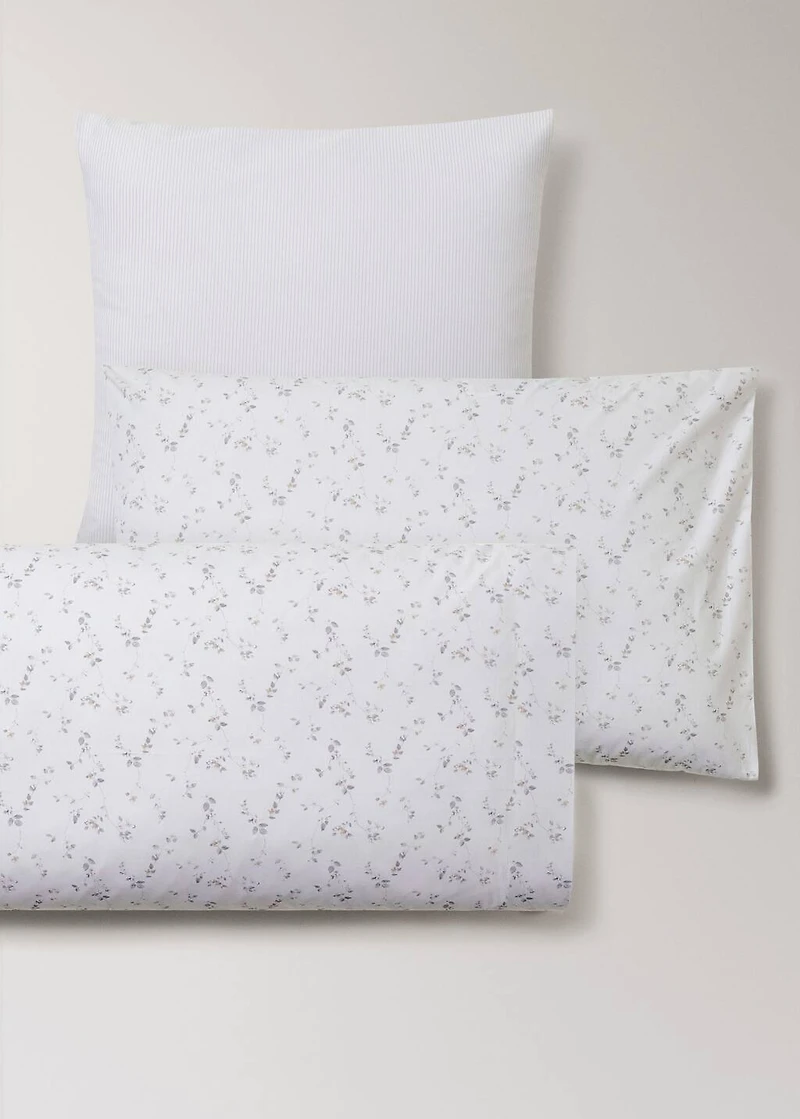 Two percale cotton fine-stripe pillowcases 60x60 cm