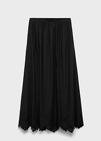 Cotton skirt with embroidered hem