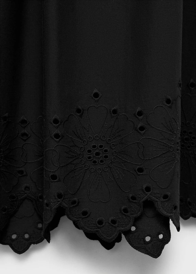 Cotton skirt with embroidered hem