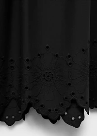 Cotton skirt with embroidered hem