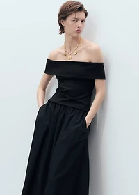 Cotton skirt with embroidered hem
