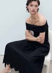 Cotton skirt with embroidered hem