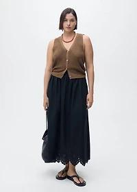 Cotton skirt with embroidered hem