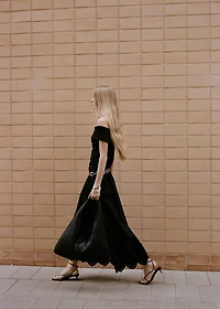 Cotton skirt with embroidered hem