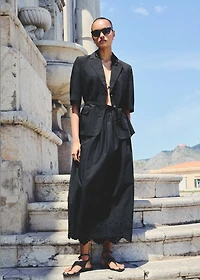 Cotton skirt with embroidered hem