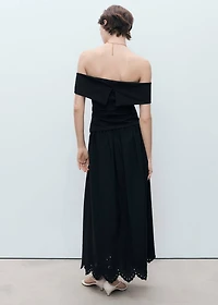 Cotton skirt with embroidered hem