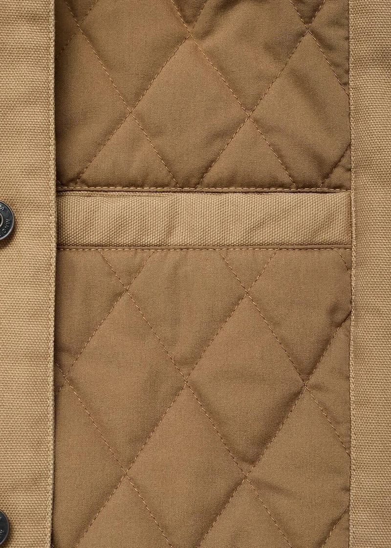 Quilted jacket with sheepskin collar