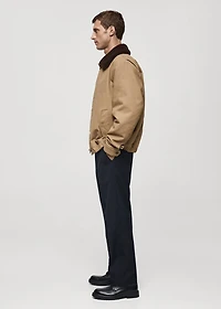 Quilted jacket with sheepskin collar