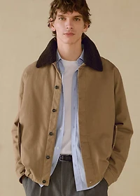 Quilted jacket with sheepskin collar