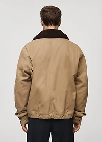 Quilted jacket with sheepskin collar
