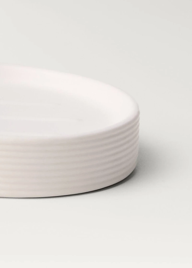 Stoneware soap dish with relief