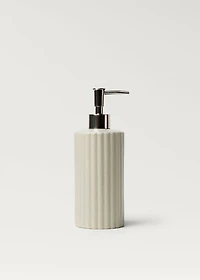 Striped stoneware soap dispenser