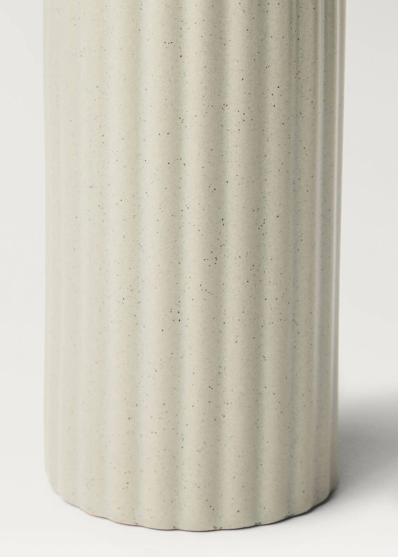 Striped stoneware soap dispenser