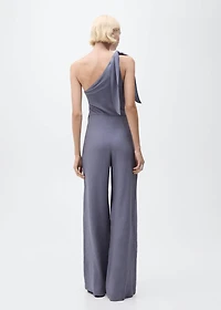 Asymmetrical satin jumpsuit with bow