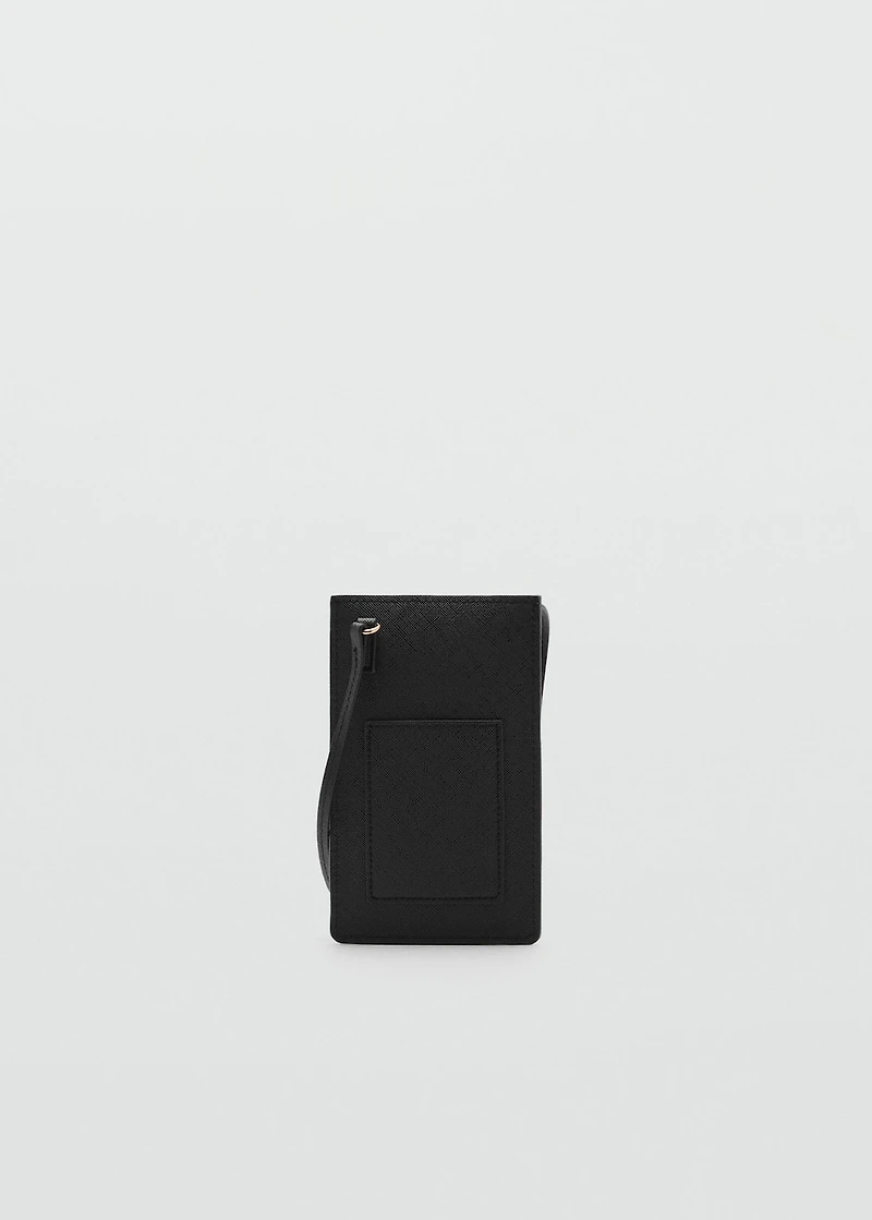 Saffiano-effect crossbody cell phone case