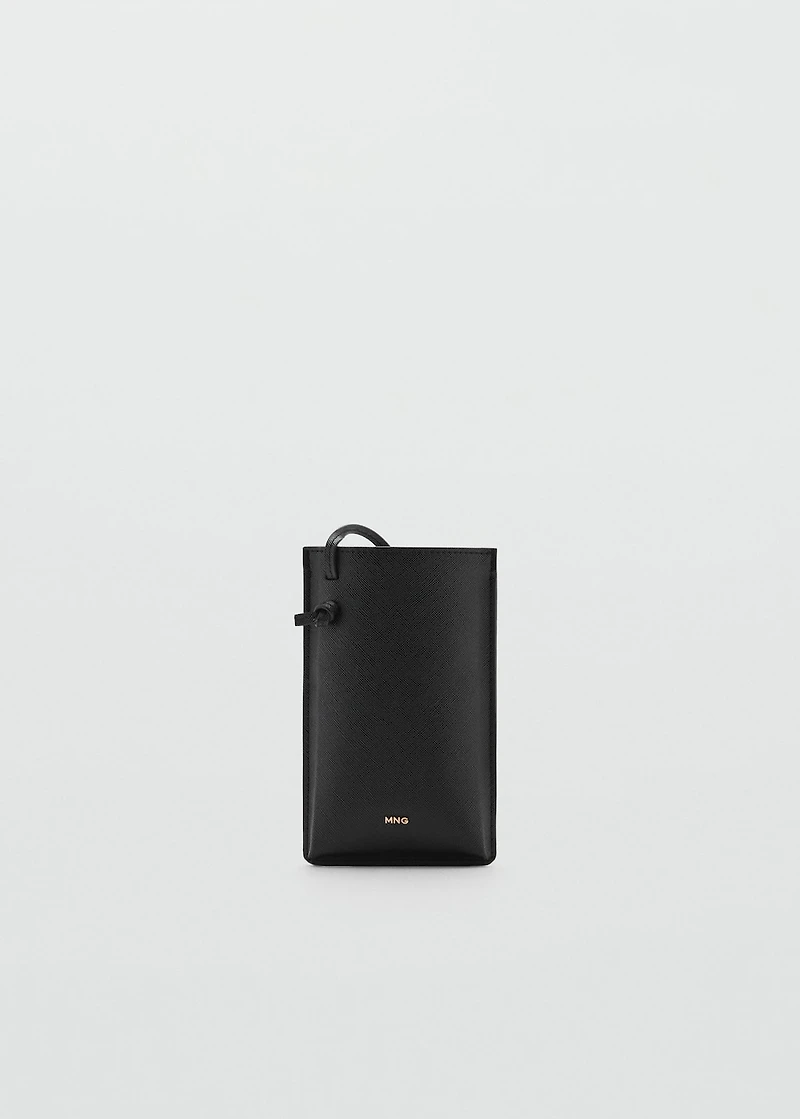 Saffiano-effect crossbody cell phone case