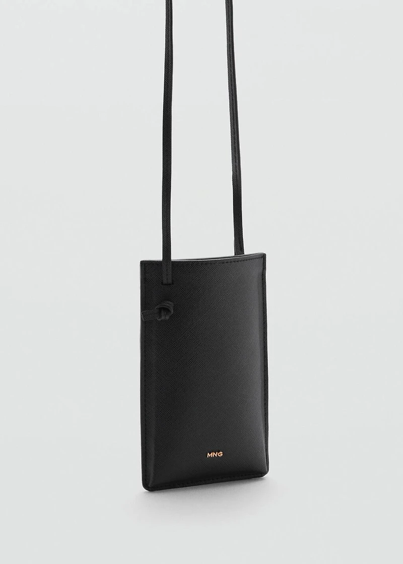 Saffiano-effect crossbody cell phone case