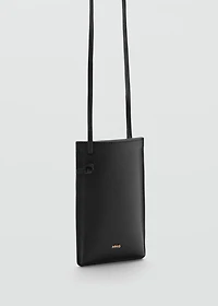 Saffiano-effect crossbody cell phone case