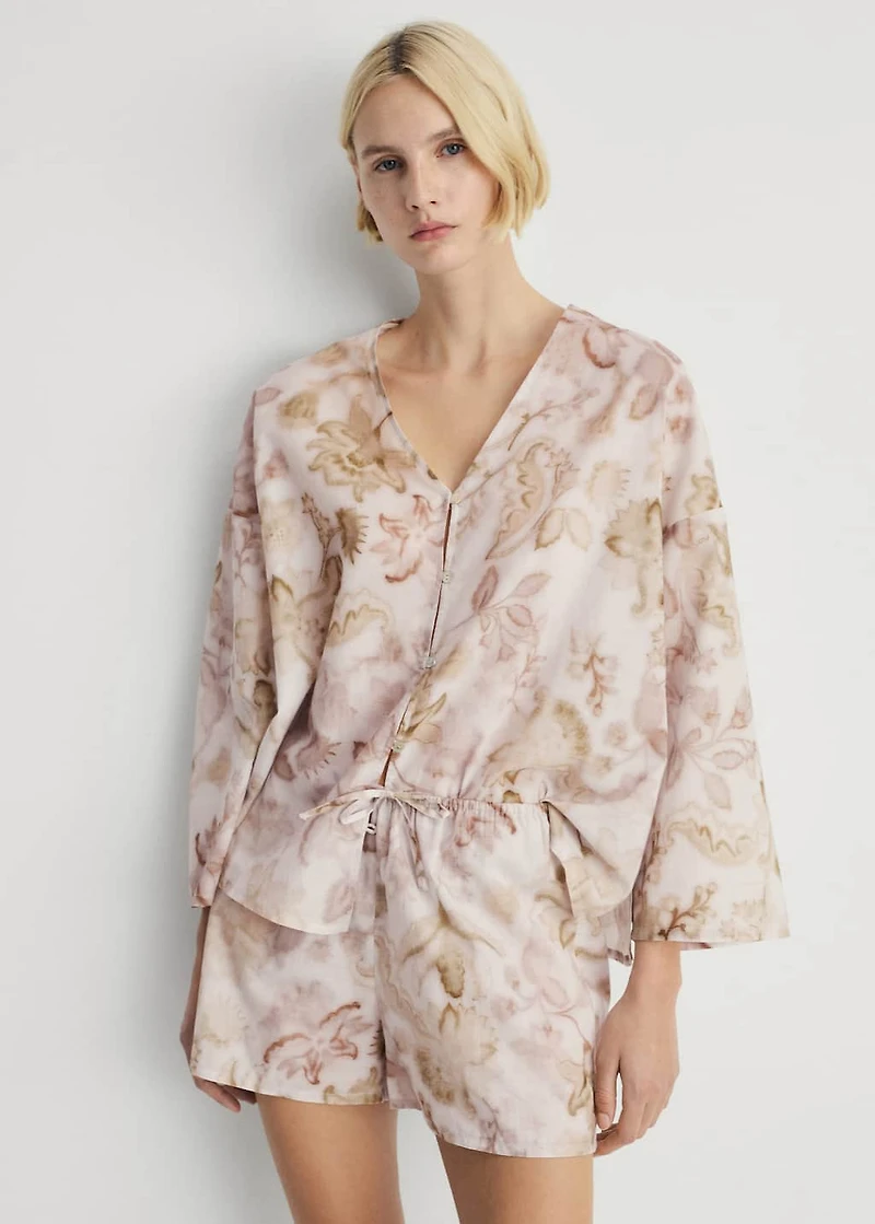 Pajama shorts with floral detail