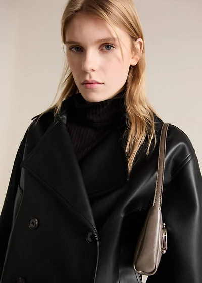 Leather-effect cropped jacket
