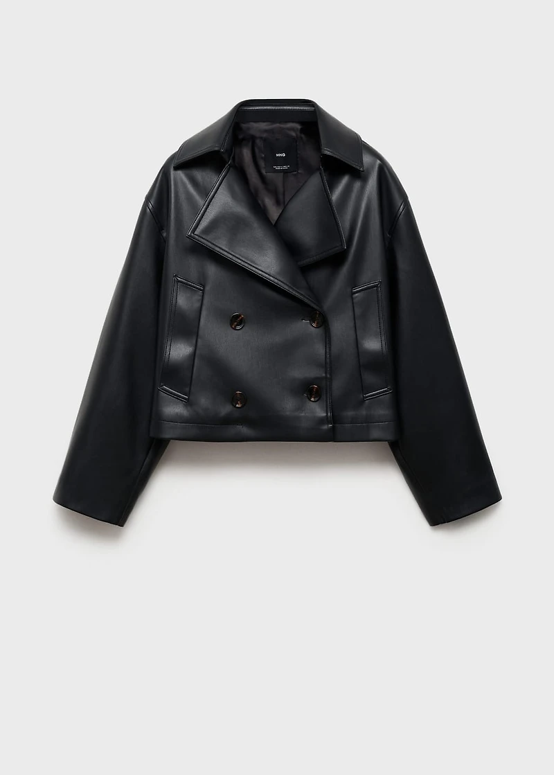Leather-effect cropped jacket