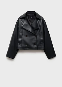 Leather-effect cropped jacket