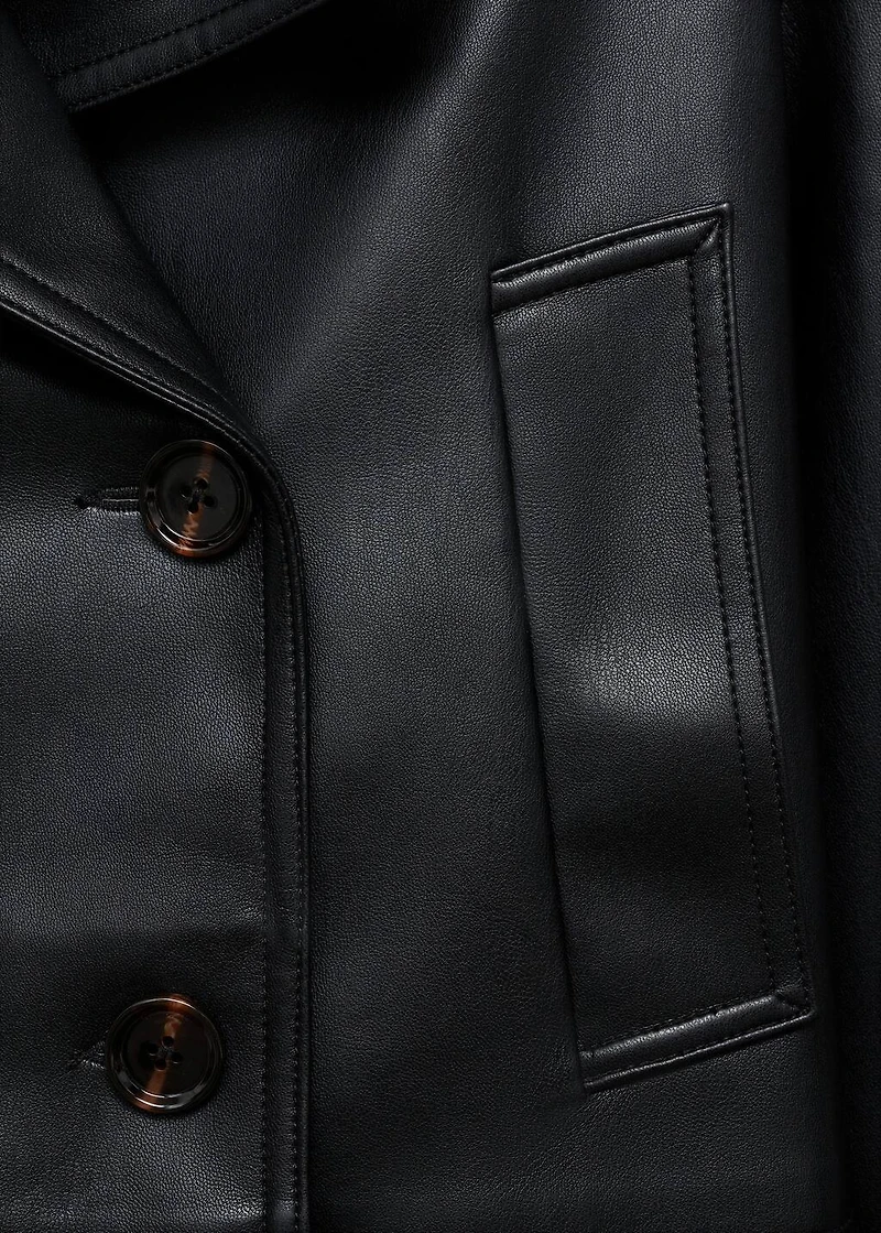 Leather-effect cropped jacket