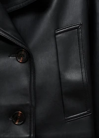 Leather-effect cropped jacket