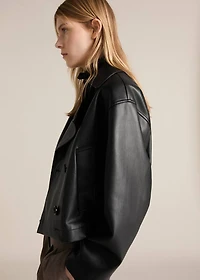 Leather-effect cropped jacket