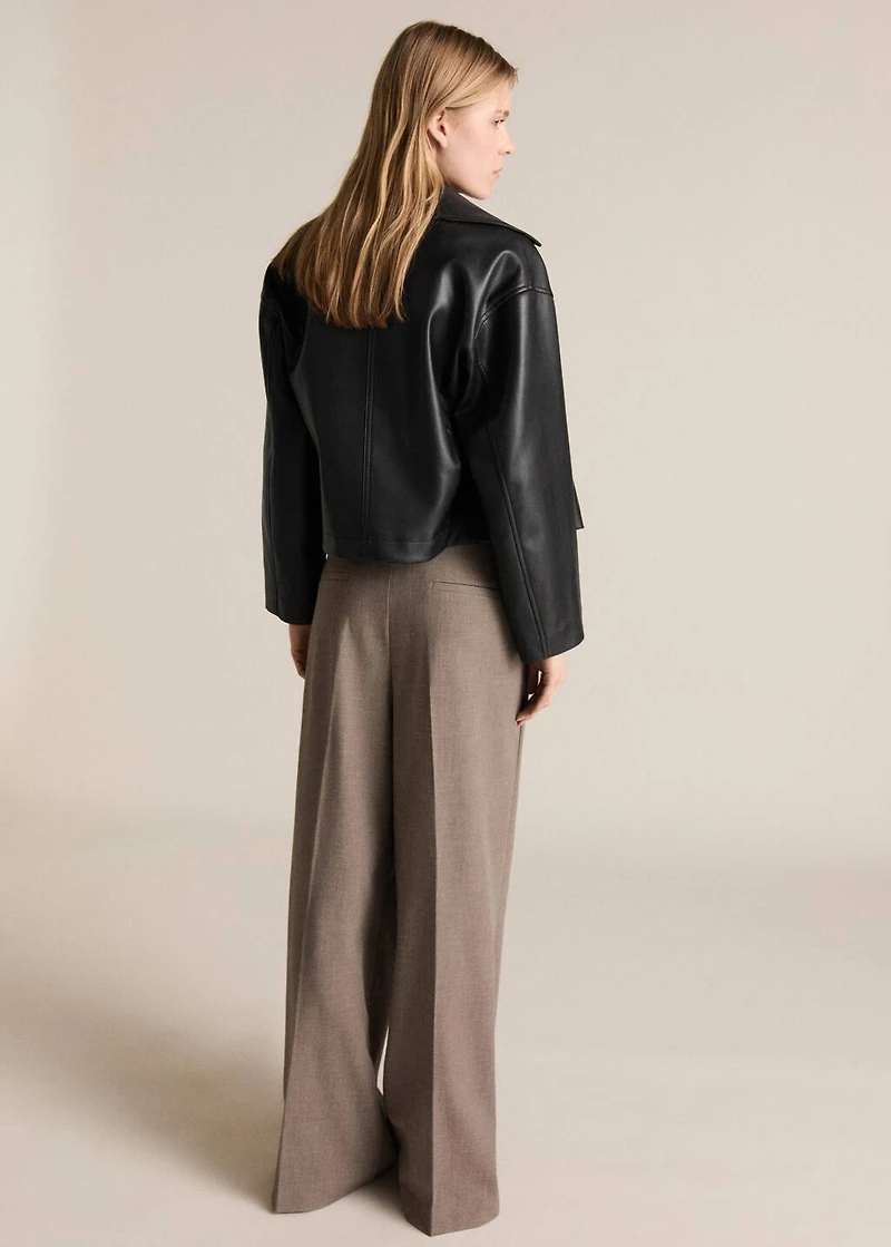 Leather-effect cropped jacket